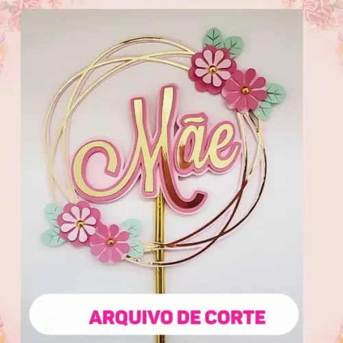 Topo de Bolo Mãe Círculo