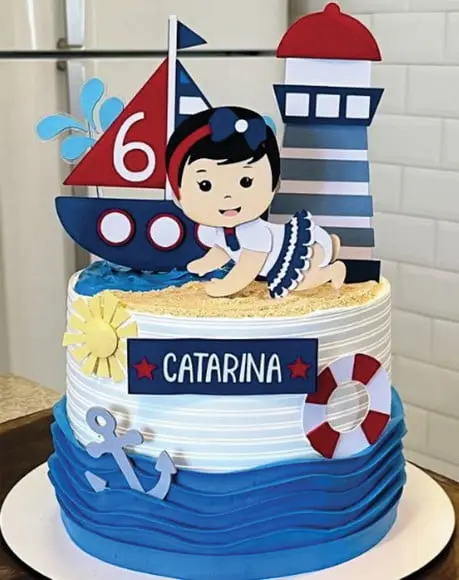 Topo de Bolo Marinheira Mesversário
