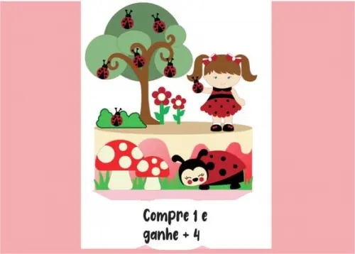 Topo de bolo menina joaninha