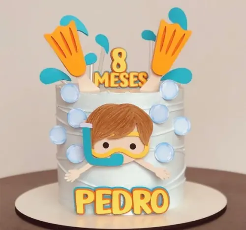 Topo de Bolo Menino Mergulhando