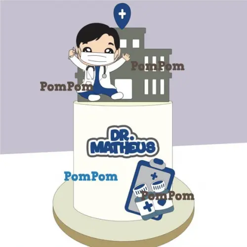 Topo de Bolo Mesversário Médico