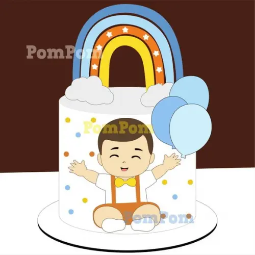 Topo de Bolo Mesversário Menino com Balões