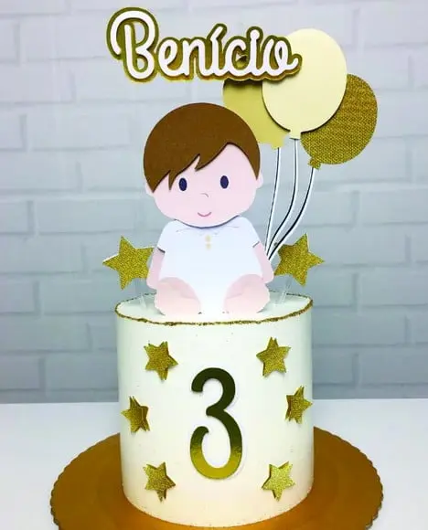 Topo de Bolo Mesversário Menino com Balões