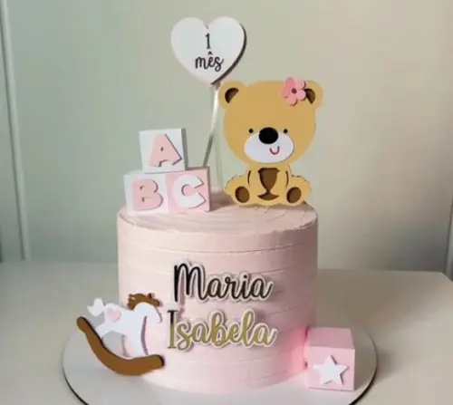 Topo de Bolo Mesversário Ursinha
