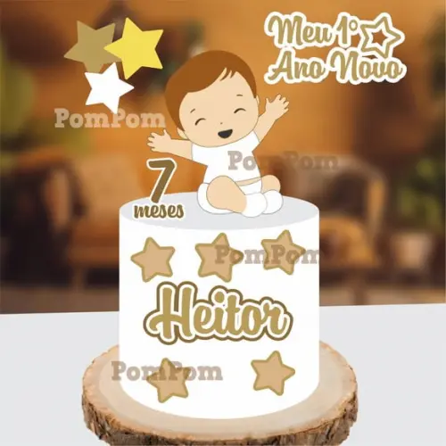 Topo de Bolo Meu Primeiro Ano Novo