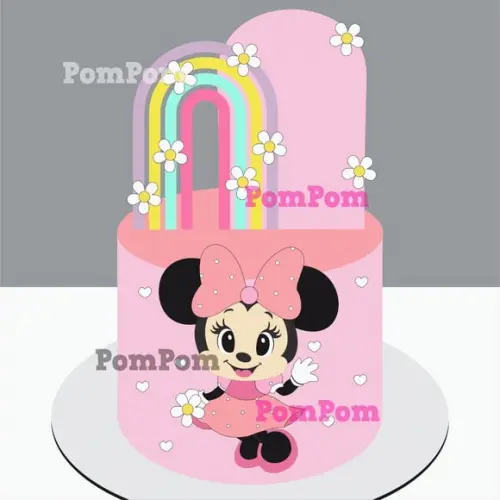 Topo de Bolo Minnie Rosa