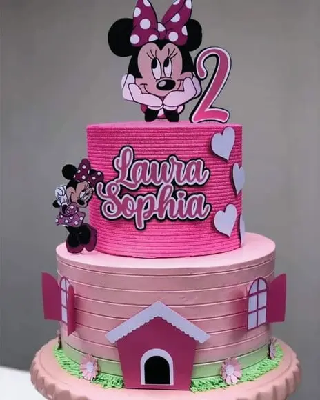Topo de Bolo Minnie Rosa