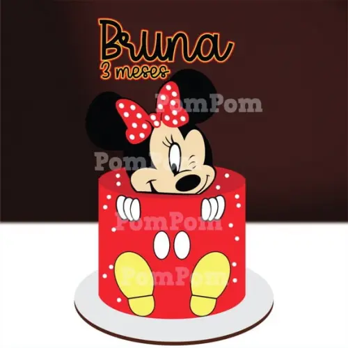 Topo de Bolo Minnie Vermelha