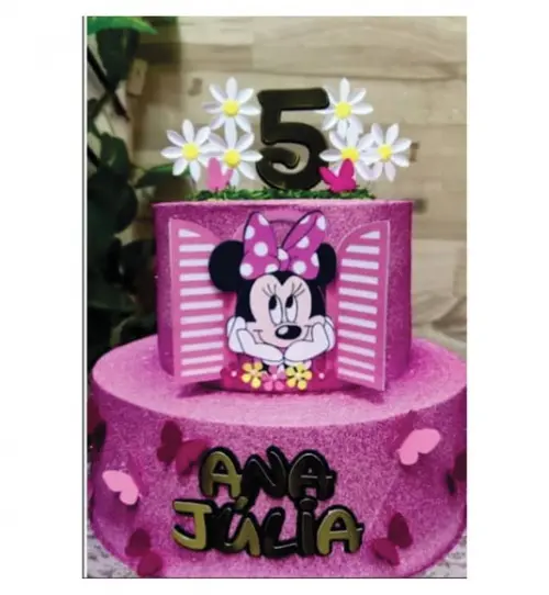 Topo de Bolo Minnie Rosa