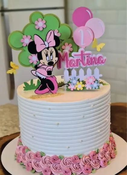 Topo de Bolo Minnie Rosa Camadas Arquivo de Corte