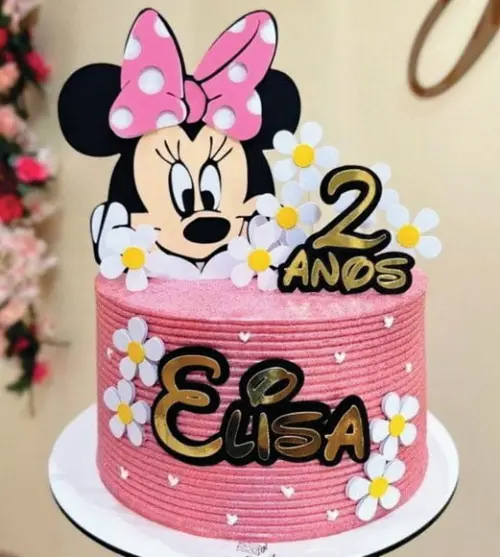 Topo de Bolo Minnie Rosa