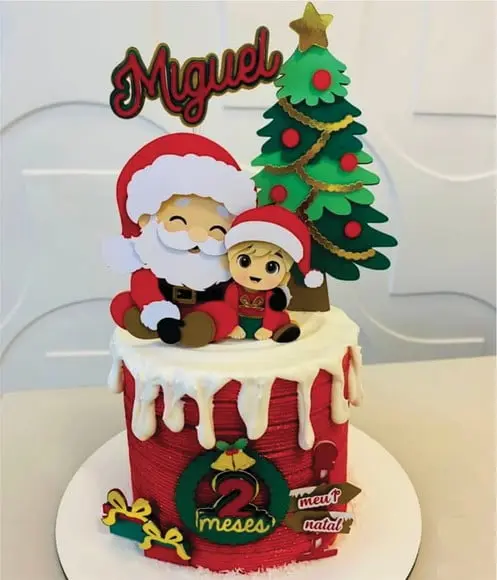 Topo de Bolo Natal Mesversário Menino