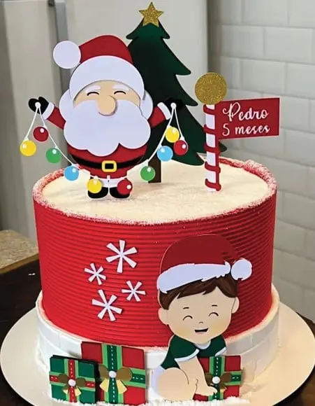 Topo de Bolo Natal Menino Arquivo de Corte