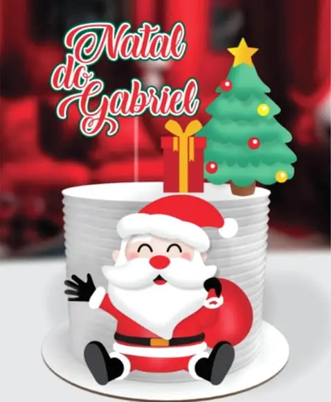 Topo de Bolo Natal Papai Noel