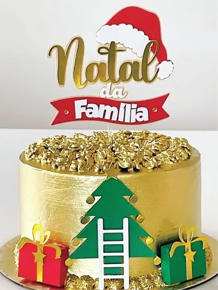 Topo de Bolo Natal da Família Arquivo de Corte #5
