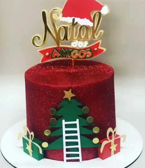 Topo de Bolo Natal dos Amigos