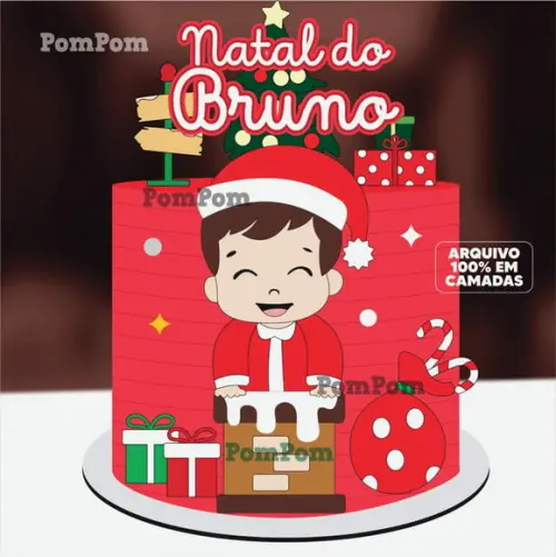Topo de Bolo Natal Menino
