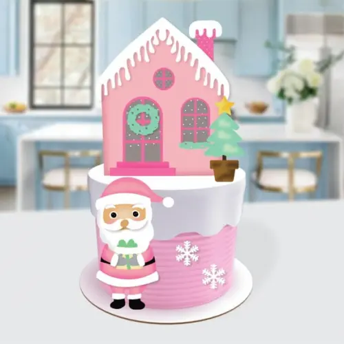 Topo de Bolo Natal Rosa