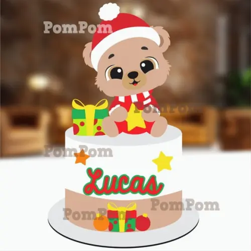 Topo de Bolo Natal Ursinho