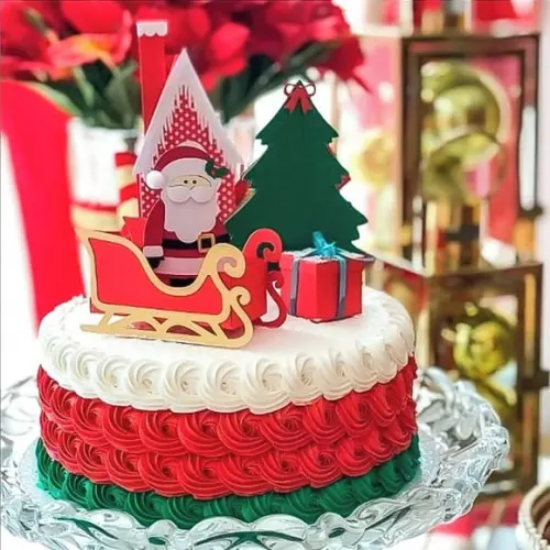 Topo de Bolo Natal Treno em 3d-arquivo Digital #4
