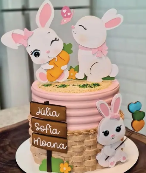 Topo de Bolo Páscoa Coelhinhos