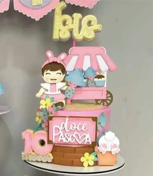 Topo de Bolo Páscoa Menina