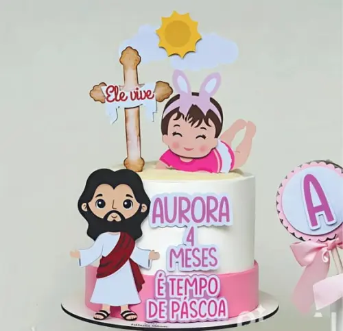 Topo de Bolo Páscoa Ele Vive