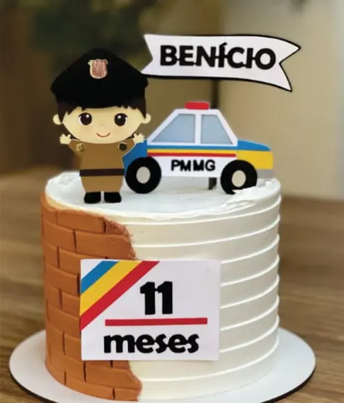 Topo de Bolo Policia Menino Arquivo de Corte