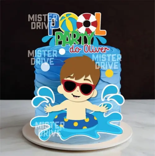 Topo de Bolo Pool Party