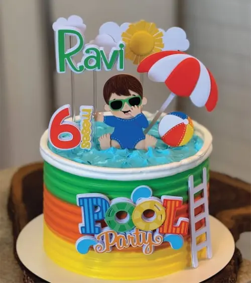 Topo de Bolo Pool Party Mesversário