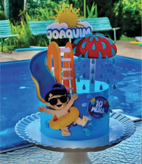 Topo de Bolo Pool Party Menino