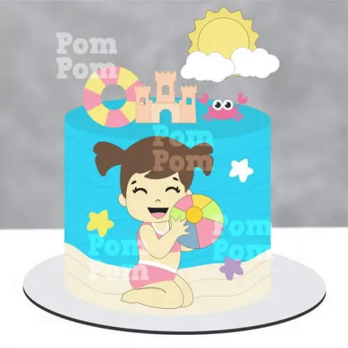 Topo de Bolo Pool Party Menina