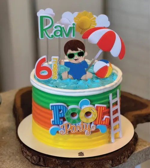 Topo de Bolo Pool Party Mesversário