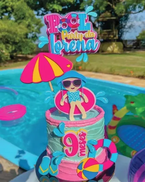 Topo de Bolo Pool Party
