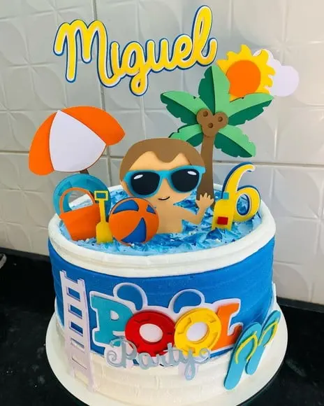 Topo de Bolo Pool Party Menino Arquivo de Corte