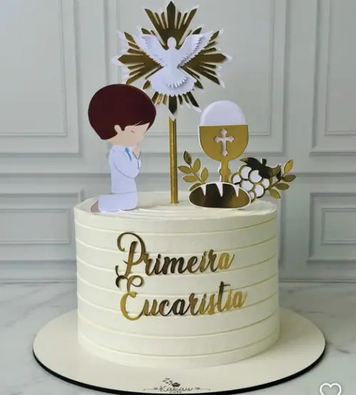 Topo de Bolo Primeira Eucaristia Menino