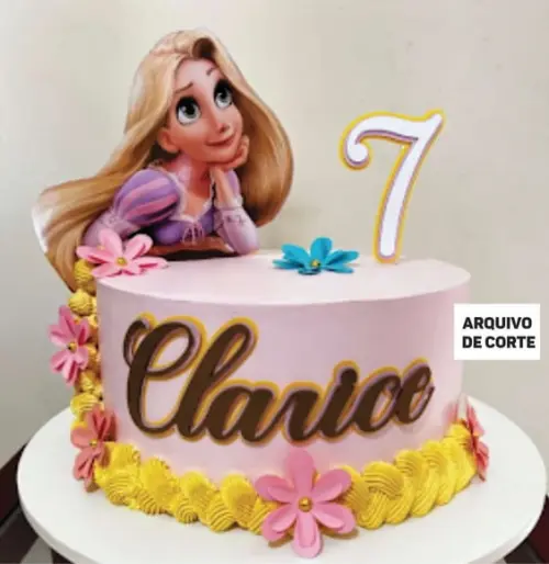 Topo de Bolo Rapunzel Enrolados