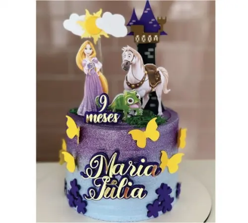 Topo de Bolo Rapunzel Enrolados