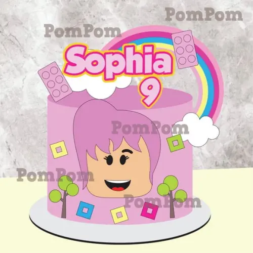 Topo de Bolo Roblox Rosa
