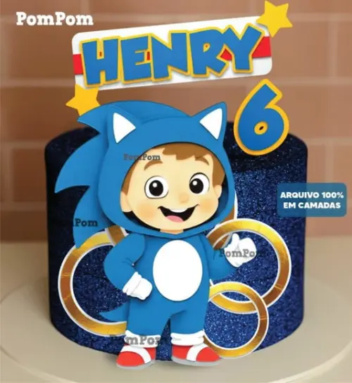 Topo de Bolo Sonic