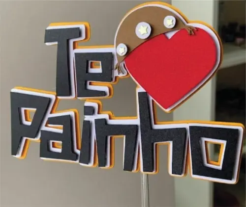 Topo de Bolo Te Amo Painho