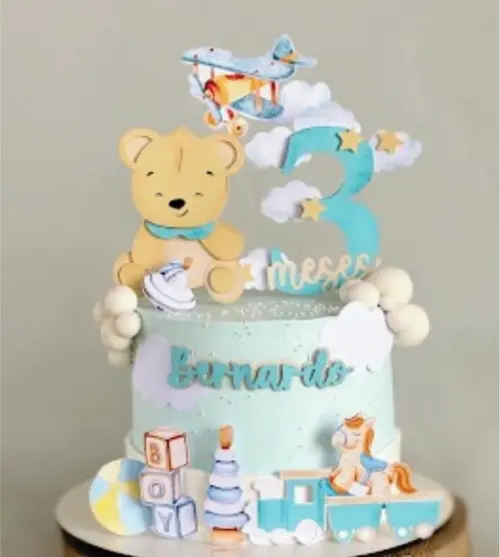 Topo de Bolo Ursinho Brinquedos Mesversário