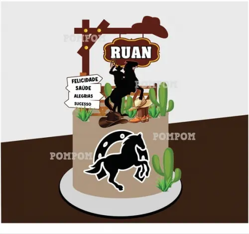 Topo de Bolo Vaqueiro Vaquejada Cavalo Arquivo de Corte