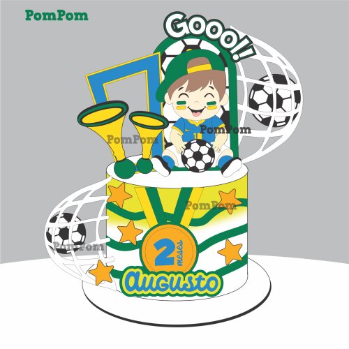 Topo de Bolo Futebol Brasil Menino