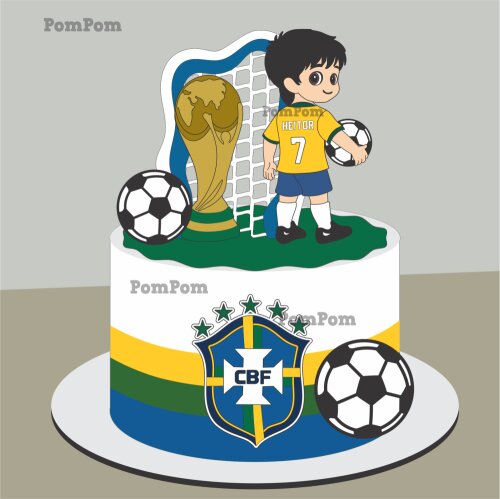 Topo de Bolo Futebol Menino Futebol Brasil