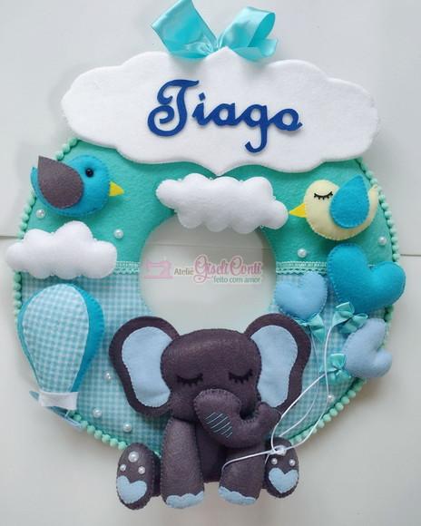 Guirlanda Porta Maternidade Elefante Azul