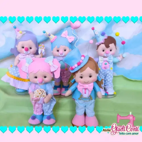 Personagens Circo Rosa 20 cm