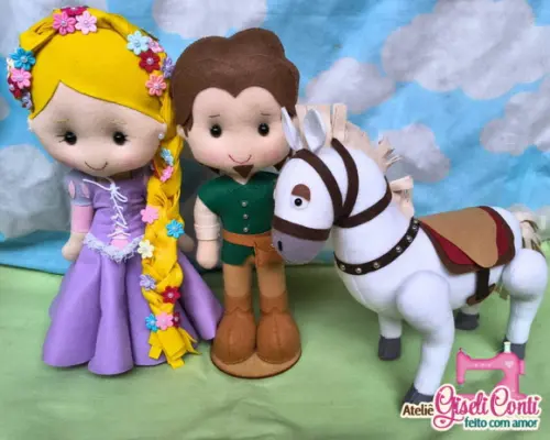 Personagens Tema Rapunzel Feltro 30 cm