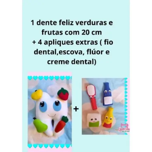 Kit com 2 Dentes + 8 Apliques Feltro