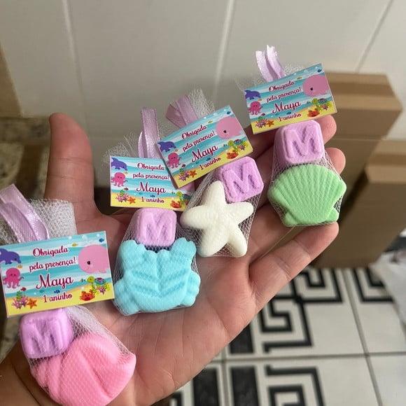 Sabonete Fundo do Mar, Lembrancinha Aniversário com Inicial